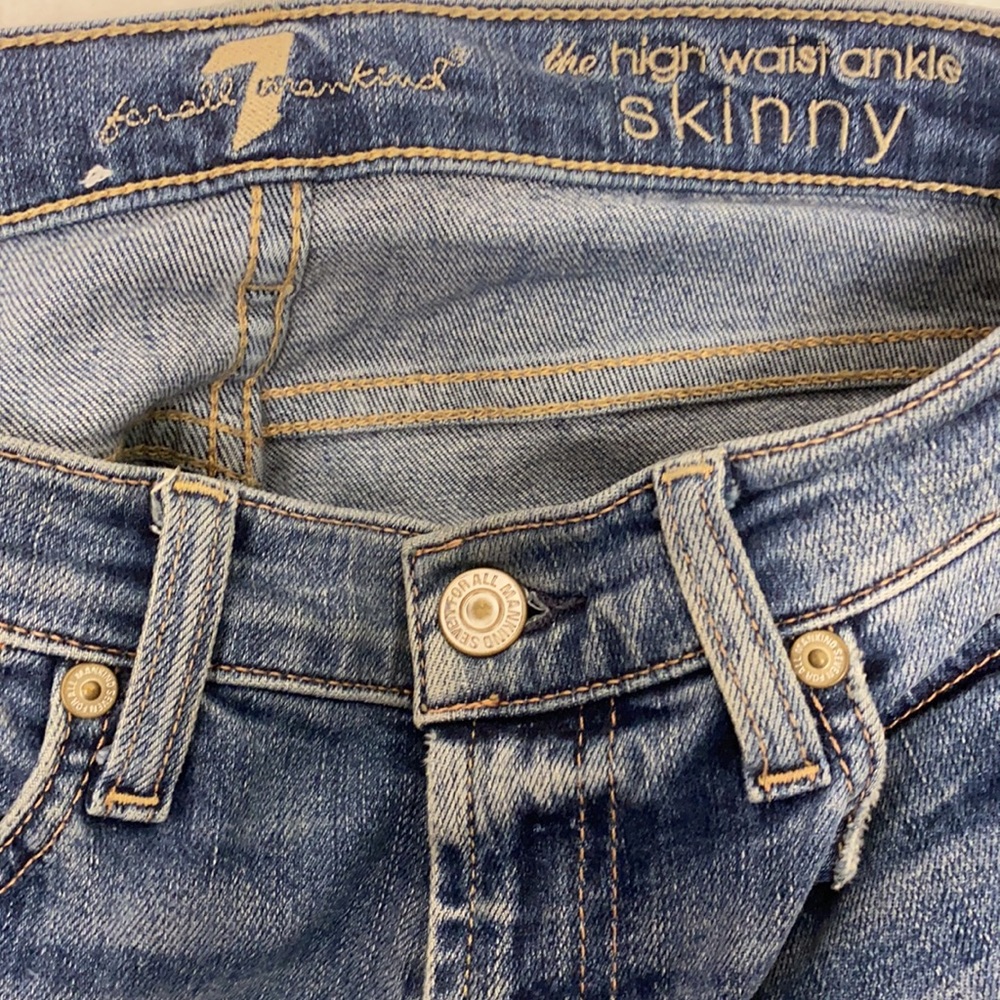 7fam High waist ankle skinny fit denim jeans sz 24 - Picture 6 of 7